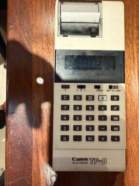 CANON TP-8 VINAGE HAND HELP CALULATOR WITH PRINTER, COVER